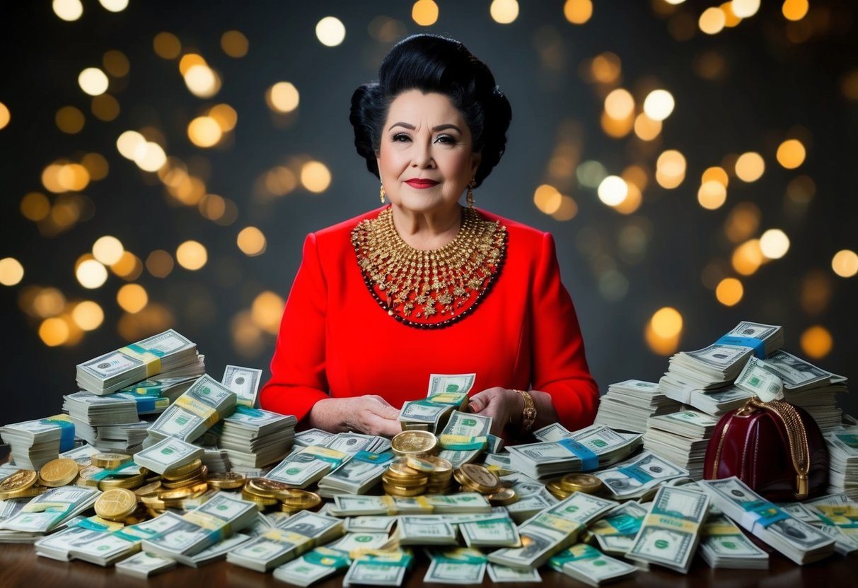 A fortuna de Griselda Blanco espalhada entre pilhas de dinheiro e itens de luxo