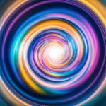 Um vórtice colorido e giratório de energia e luz, irradiando uma sensação de significado espiritual e poder