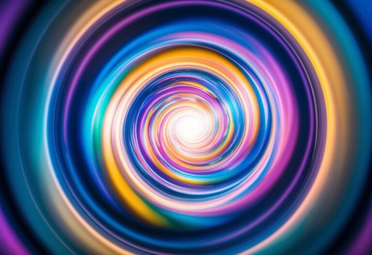 Um vórtice colorido e giratório de energia e luz, irradiando uma sensação de significado espiritual e poder