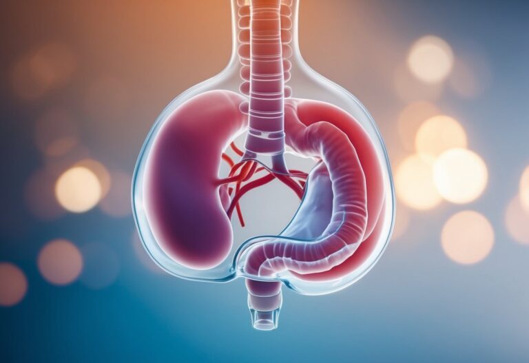 Um piloro claro e aberto em uma ilustração médica